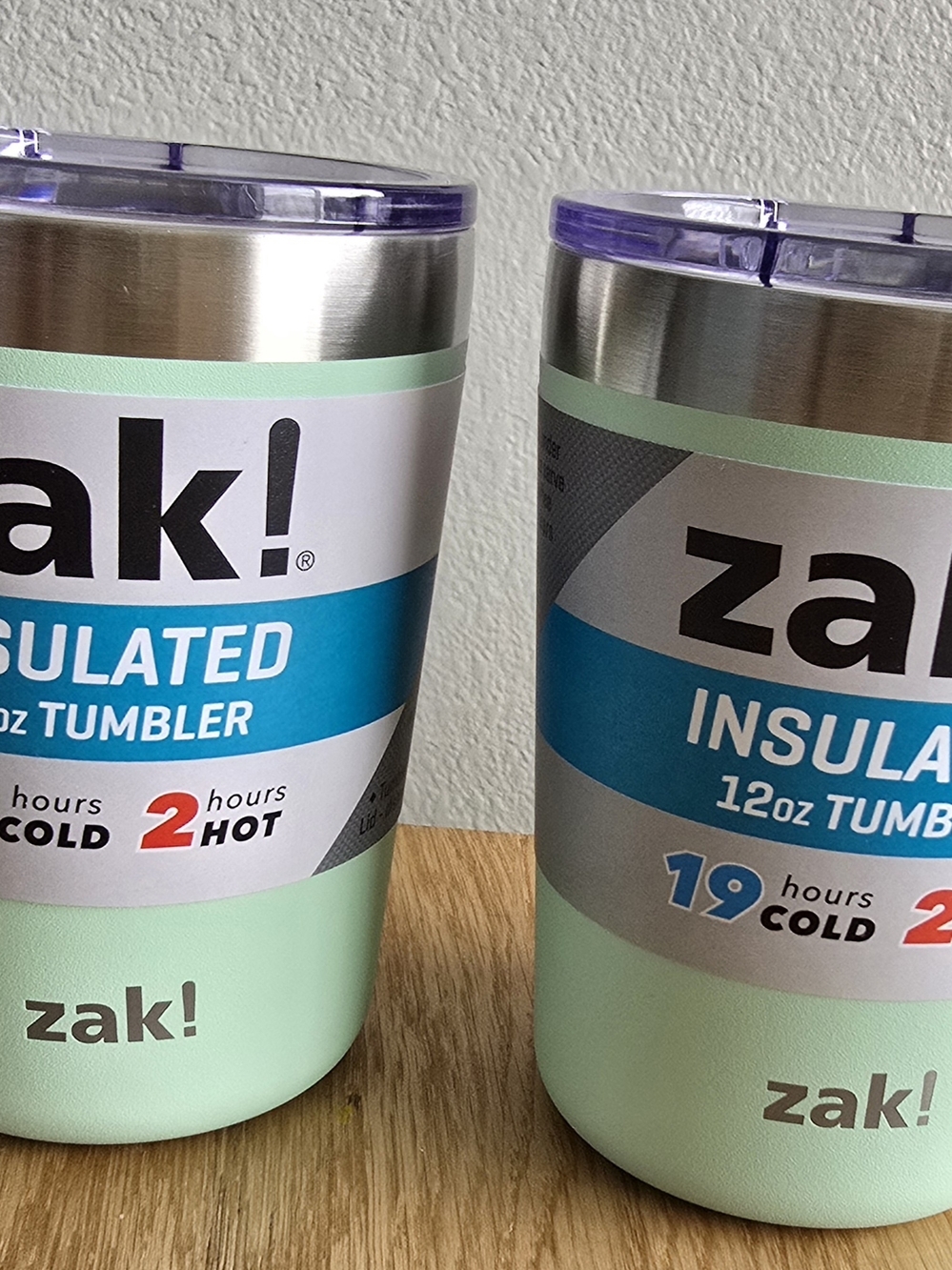 Set Of 2 ZAK! 12 oz Double Walled Stainless Steel INSULATED Hot/Cold Tumblers